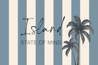 Dusty Blue Island Quote with Palms behang