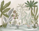 Sage green tropical leaves and blooms