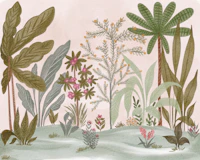 Blush pink tropical leaves scene papiers peint
