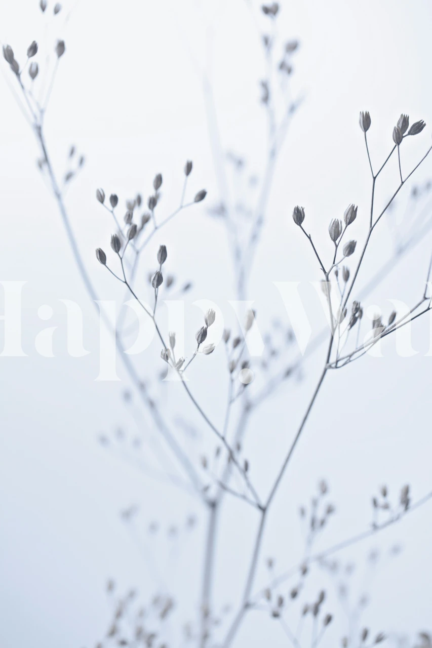 Blue wildflower wallpaper in a light room