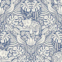 Catnap Leopard Arts and Craft Deja Vu Blue tapet