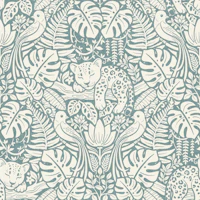 Catnap Leopard Arts and Craft Dark Grayish Cy tapet