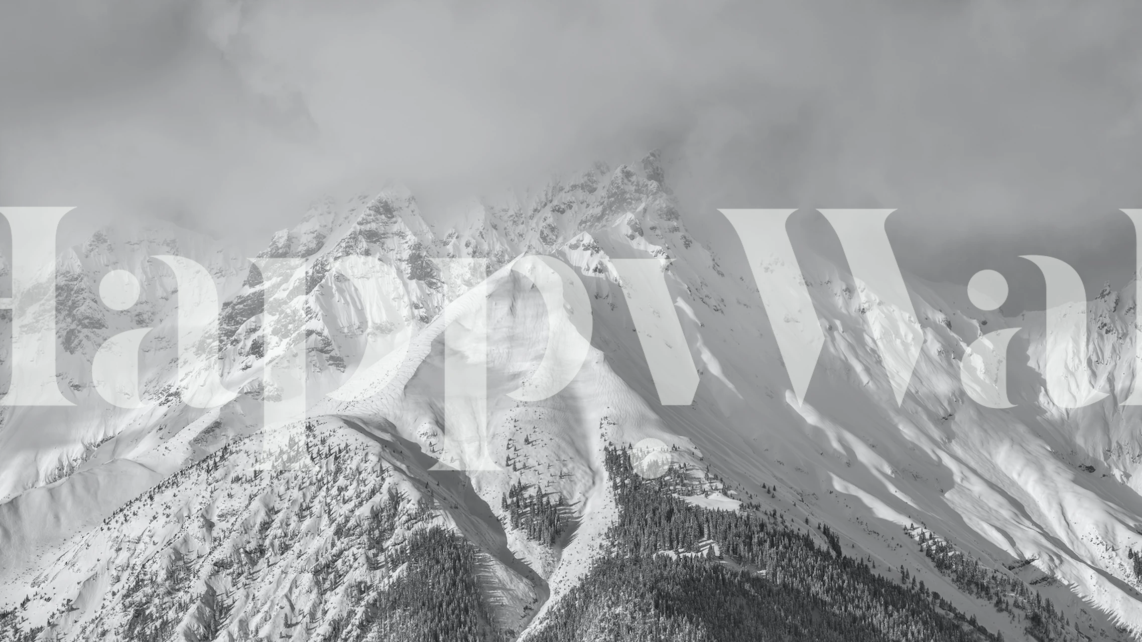 Black and white snowy mountain landscape wallpaper