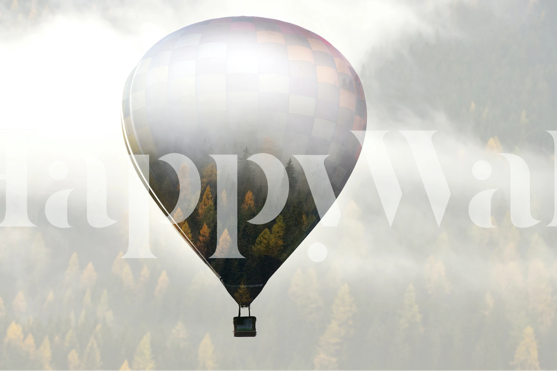 Papel de parede de balão de ar quente em um quarto chique