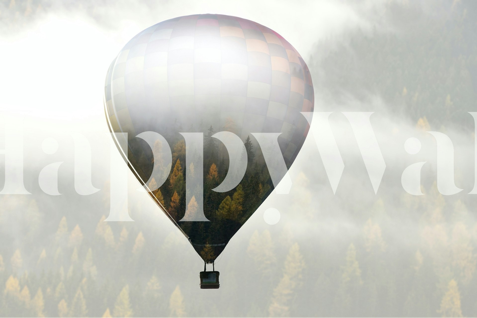 Tapeta s horkovzdušnými balóny v elegantní místnosti