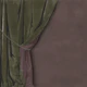 Velvet Drapery with Tie - Green & Taupe