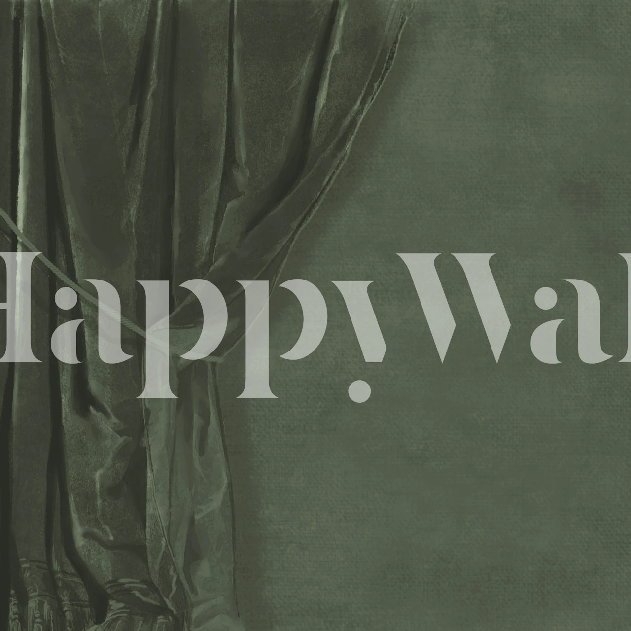 Olive velvet drapery wallpaper in a room