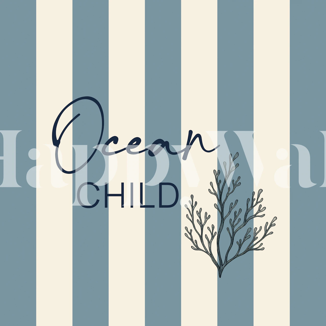 Dusty blue striped quote wallpaper in nursery