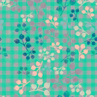 Turquoise Gingham Berry Branches tapety
