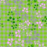 Lime green gingham berry branches - small tapety