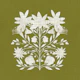 Olive green floral folk motif