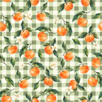Welcome Clementines on gingham khaki tapety