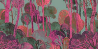Sage green forest with magenta trees papiers peint