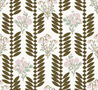 Brown Botanical Leaves & Blush Flowers wallpaper
