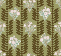Sage Green Folk Flowers & Leafy Vines tapet