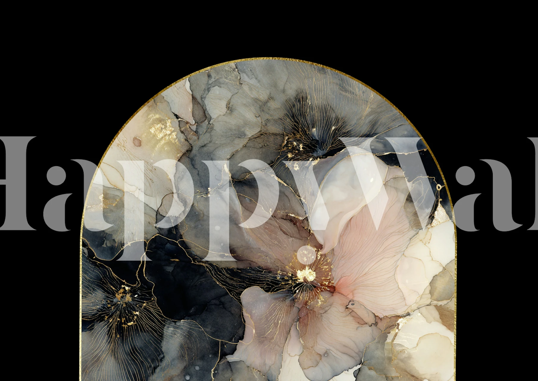 Dark floral wallpaper in a room with blush blooms