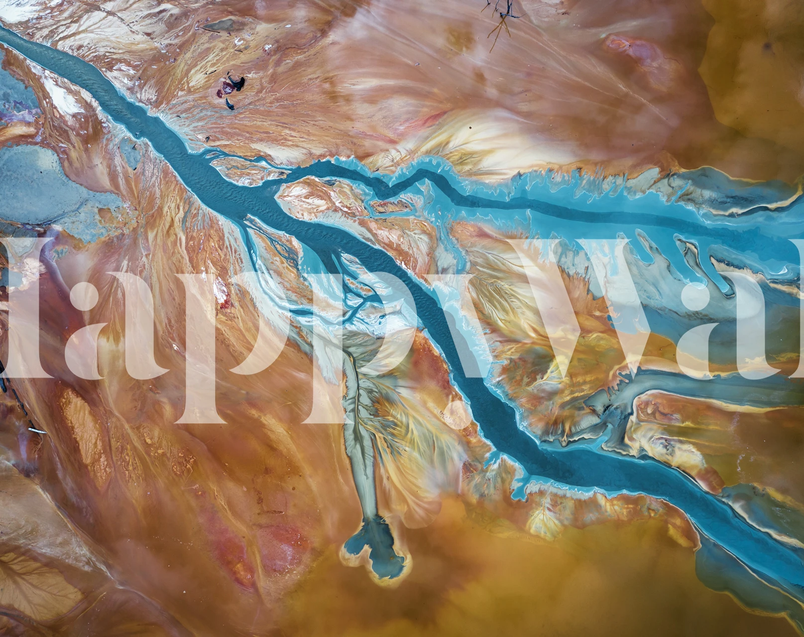 Fluids wallpaper design in a room