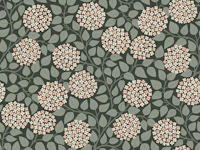 modern hydrangea blooms - dark green wallpaper