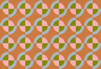 Terracotta and blush circle tiles wallpaper