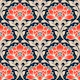 Lotus bloom vine damask red