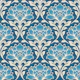 Lotus bloom vine damask blue