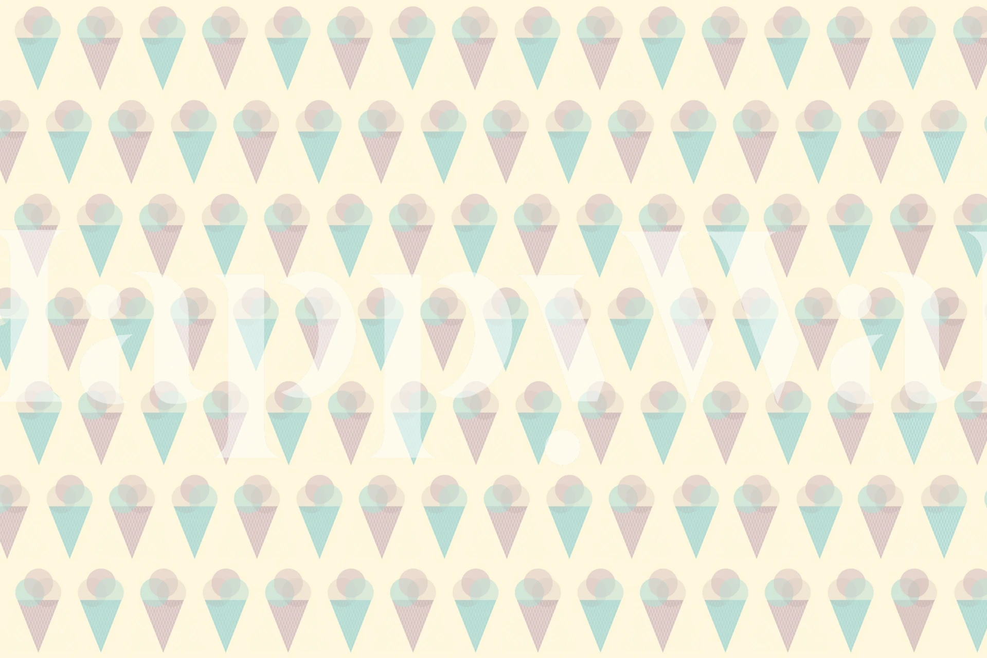 Lilly's Ice Cream - Creme vægmaleri med pastelfarvet iskuglemønster