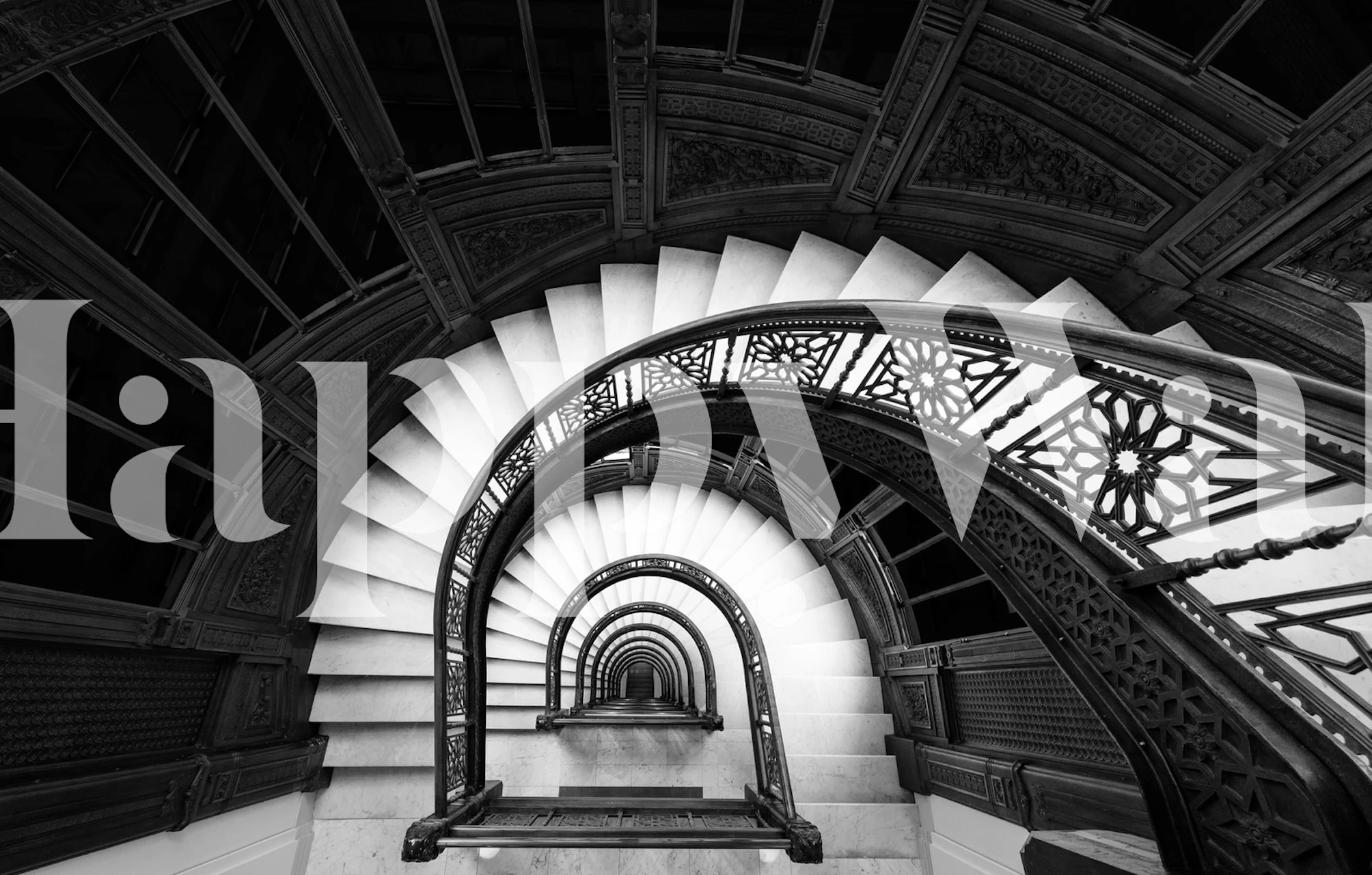 Elegant staircase wallpaper design in a room