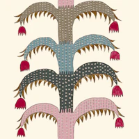 Multicolour botanical stripe tree papier peint