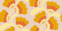 Retro Trailing Blooms in Blush and Marigold wallpaper