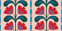 Red Folk Tulip Tree on Blush tapeta