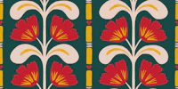 Red Folk Tulip Tree on Teal tapeta