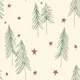Woodland Pine Trees and Stars Winter Red