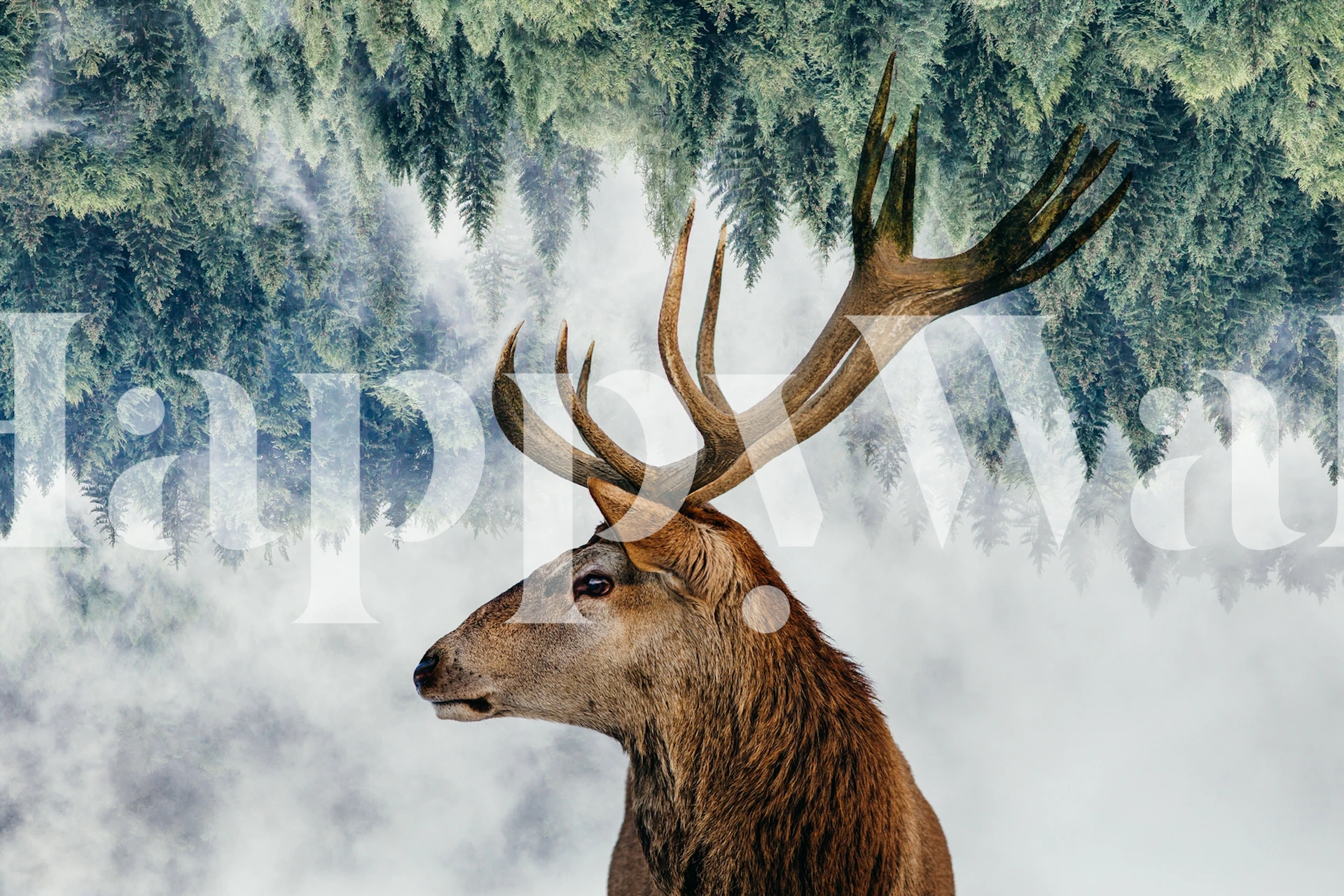 Deer wallpaper in a wooded setting