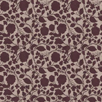 Burgundy climbing flower vines on taupe tapeet