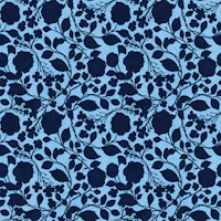Cobalt blue floral vines on bright sky tapeet