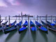 Cobalt Blue Gondolas Waterfront Scene