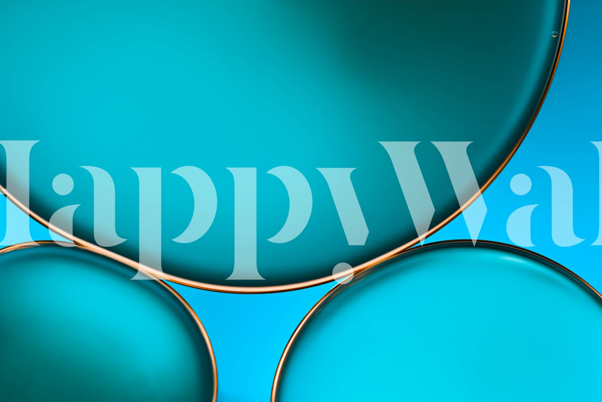 Teal circles with gold outlines on a blue background wallpaper