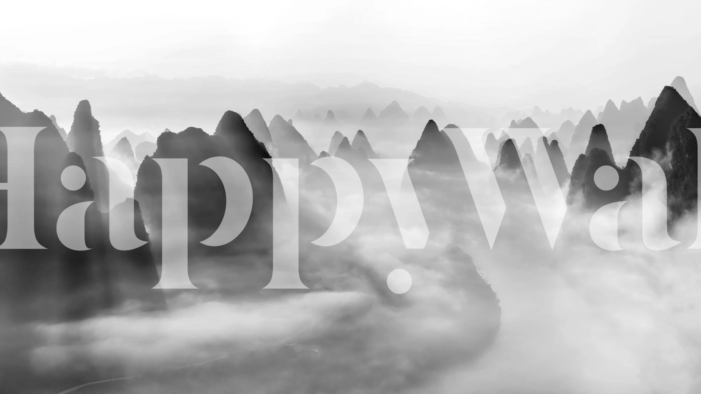 Yangshuo morning fog taustakuvana tyylikkäässä huoneessa