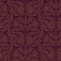 Burgundy Floral Fan Motif wallpaper