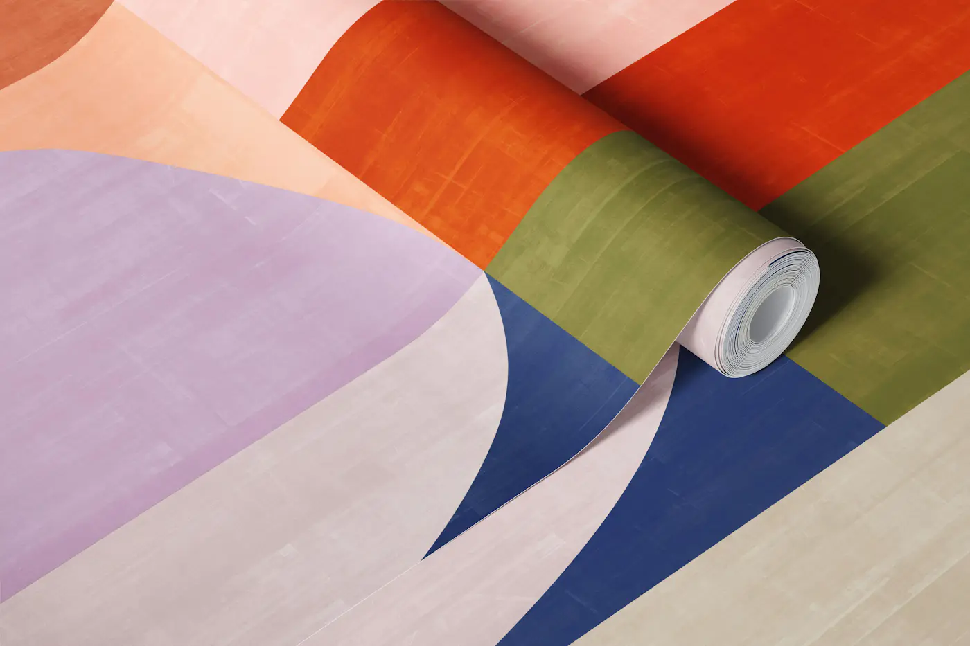 Lavender and ivory rounded shapes wallpaper roll