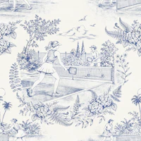 Pickleball Toile - Blue Bainbridge - medium tapete