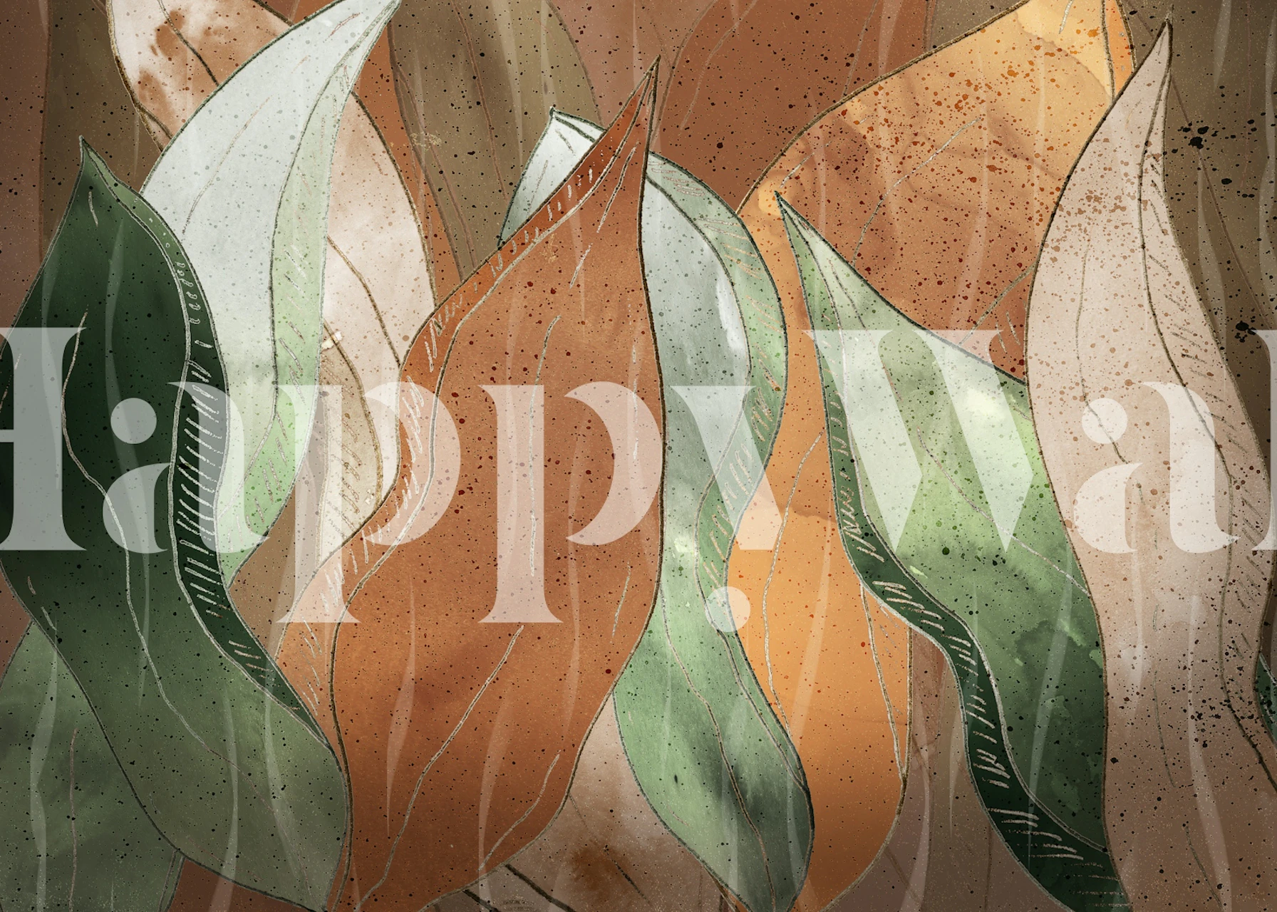 Autumn leaf wallpaper in a cozy room