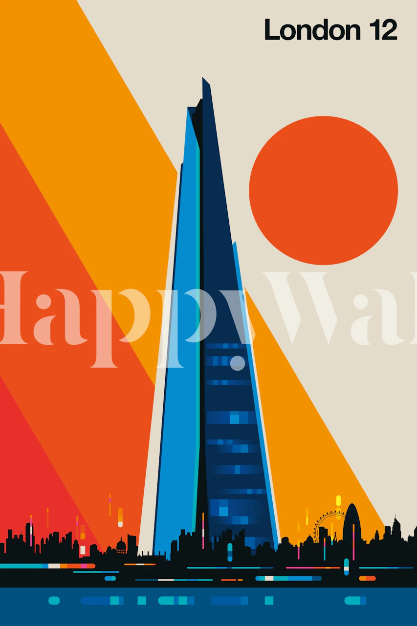 Design de papel de parede London 12 exibido em uma sala