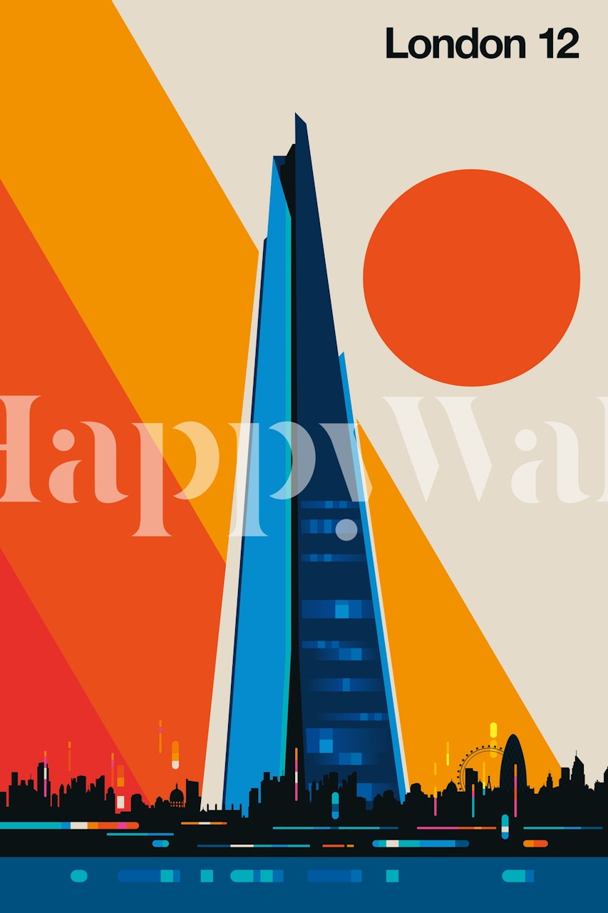 London 12 wallpaper design displayed in a room