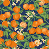 Fruits - Oranges on Blue Large Scale tapet