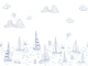 Sailboats Sketch Sea Blue Toile Coast