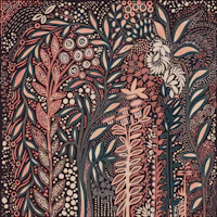 Charcoal teal leafy botanical garden wallpaper