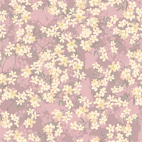 Dusty pink wildflower cottage garden floral wallpaper