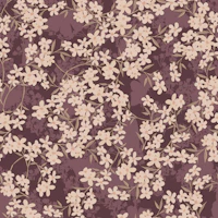 Plum field of cream wildflowers floral wallpaper