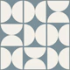 Slate blue mid century ivory circle shapes
